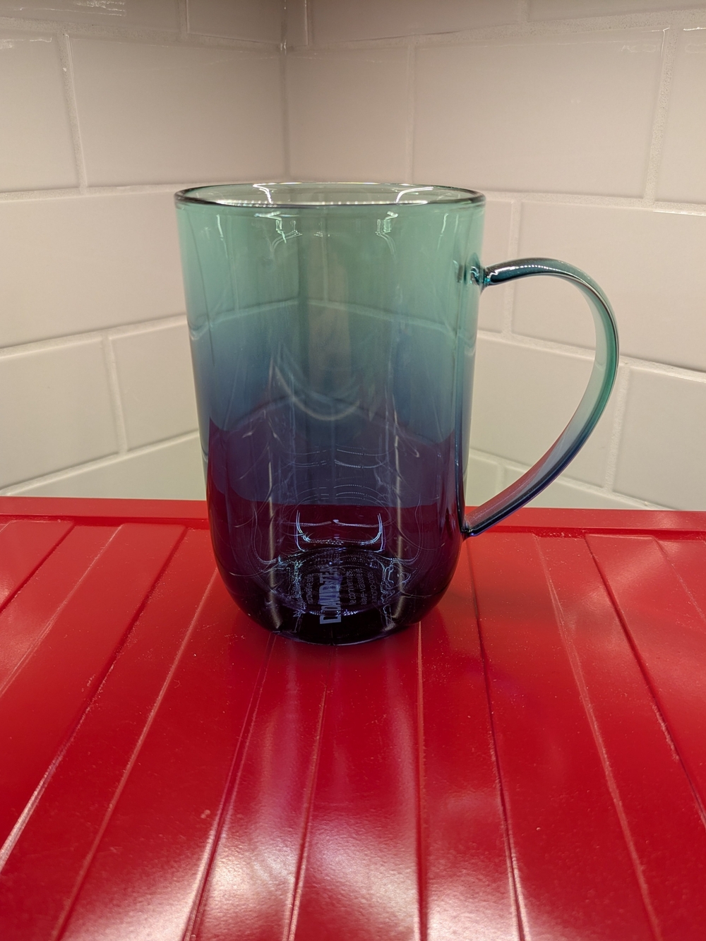Ombré Blue-Green Glass Mug - Elegant Gradient Beverage Mug